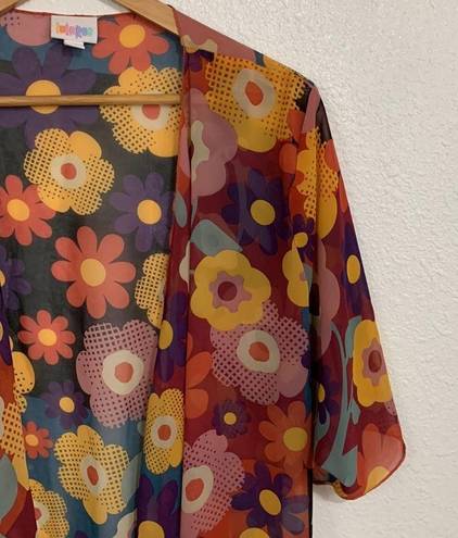 LuLaRoe  Bright Multi Color 70s Floral Print Shirly Kimono Size M