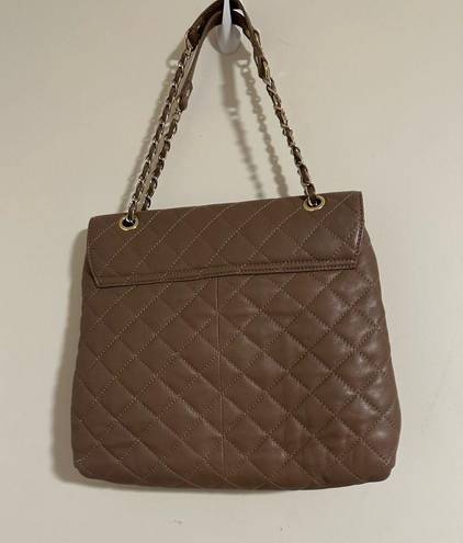 DKNY  quilted leather taupe purse tote bag Donna Karan