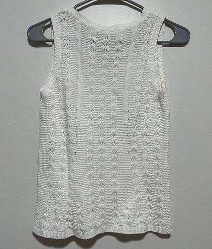 J.Jill  Linen Cotton Blend White Knit Sleeveless Sweater Size XS