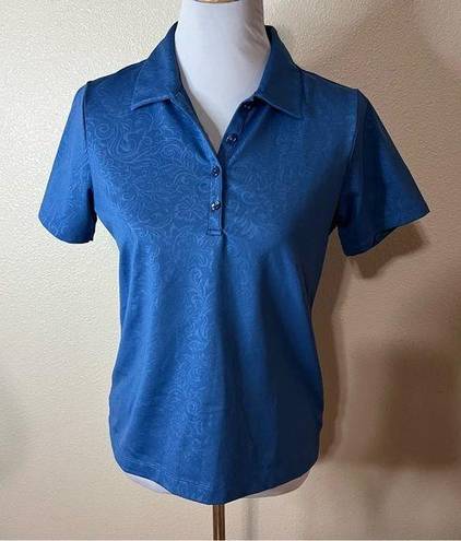 EP Pro  Tour Tech blue floral paisley short sleeve golf polo shirt M