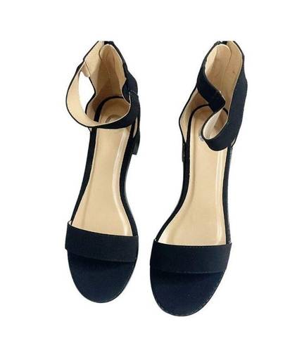 Krass&co Brinley  Womens Ankle Strap Sandals Black Suede Block Heel Size 9 M US