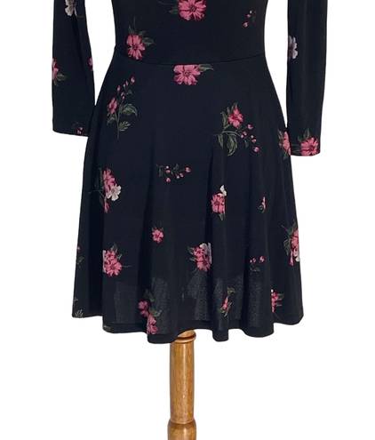 Aeropostale Womens Seriously Soft Stretch Floral Skater Dress Black Size S Boho