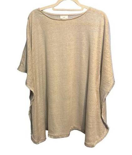 J.Jill  M/L Poncho Style Sweater Airy Lagenlook Top 100% Linen Beige