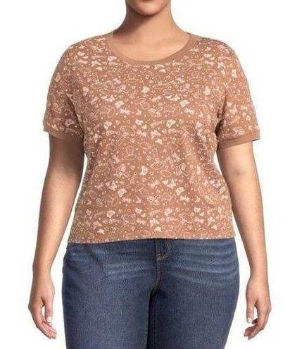 No Bo NWT  mushroom ringer tee top brown short sleeve t-shirt plus size XL