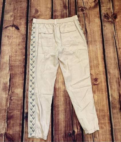 Rebecca Taylor  Beige Khaki Embroidered size 6 Joggers