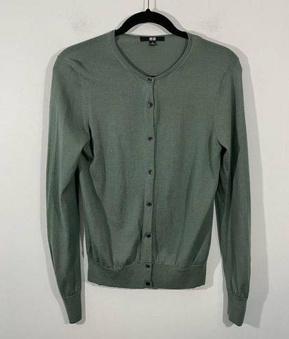 Uniqlo  Women's Green 100% Wool Button Up Cardigan Size S