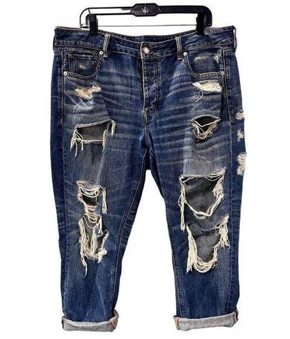 American Eagle  Women's Tom Girl High-Rise Distressed/Ripped Jeans Sz 14