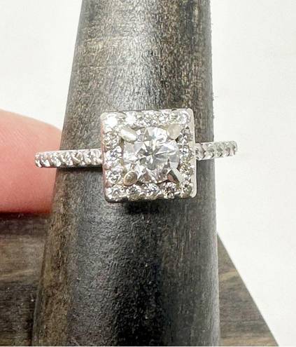 Diamond Halo Style Engagement Ring with Diamonds on shank .92cwt