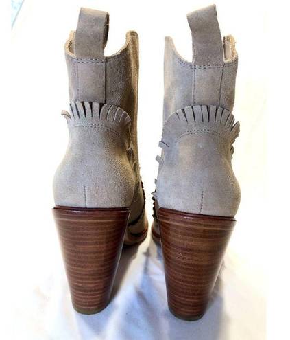 Joie New  Tan Suede Mathilde Ankle Boots with Western Fringe, Sz39