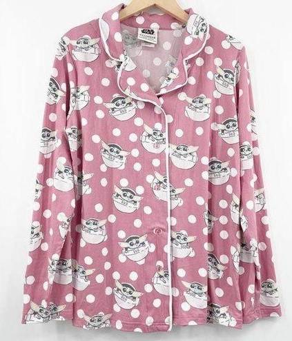 Star Wars  Baby Yoda SZ Large Slumber Pajama Top Comfy Cozy Soft Pink Mandalorian