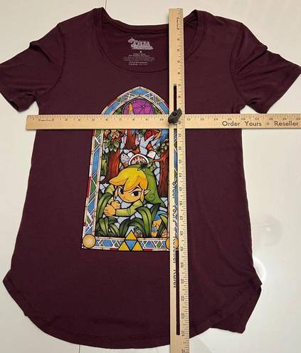 Nintendo  Legend Of Zelda Wind Waker HD Stained Glass Burgandy Shirt