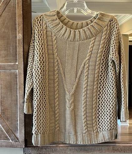 Alya Francescas Tan Crewneck Sweater Pullover  Cozy Womens Small Roomy New