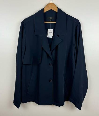 J.Jill NWT  Wearever Collection Easy Care Lightweight Trench Jacket True Navy 2X