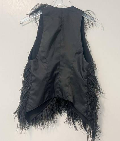 Elizabeth and James  Xiomara Ostrich Feather Vest in Black