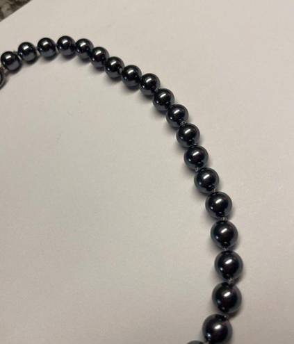 Talbots Women’s Signed  Silver Tone Grey Bead Costume Necklace