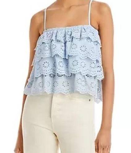 AQUA  Tiered Eyelet Camisole Top in Blue Size Small NWT