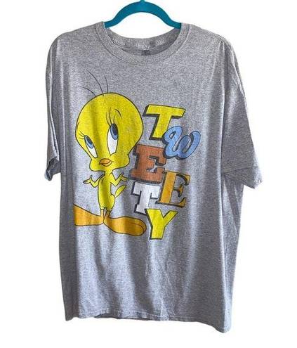 Looney Tunes  Gray Graphic Tweety Bird Tee Shirt Short Sleeve