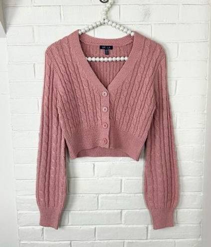 Uk2la  Pink Cable Knit Cropped Cardigan Sweater Size XS