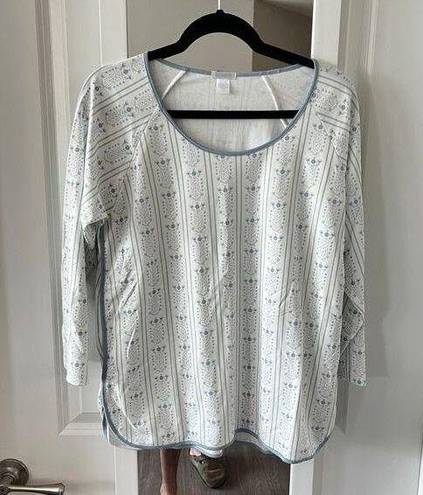 Lake Pajama Top Size Large Color White Blue