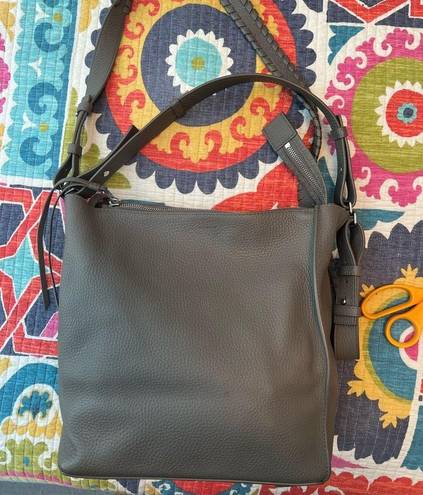 All Saints Kita Pebbled Leather Crossbody Shoulder Bag Like New Color: Gray