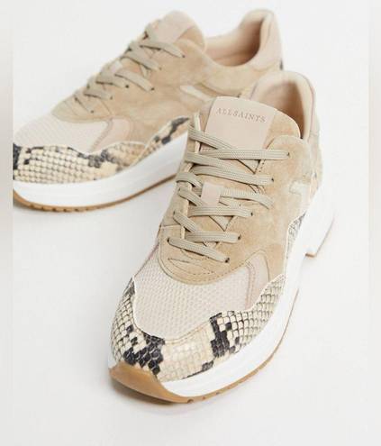 ALLSAINTS  Skye Snake Suede Sneakers 38 NWOB