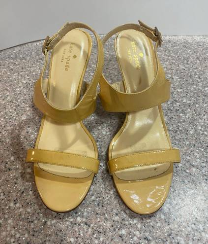 Kate Spade Clume Beige Patent Rainbow Wedges