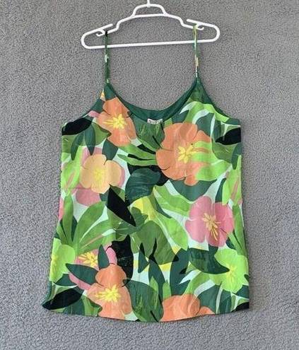 Eliane Rose  Women's XL Tropical Floral Side Slits Adjustable Strap Blouse Top