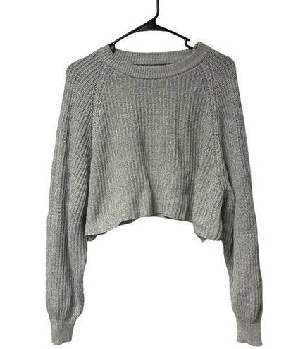 Aeropostale  S Grey Long Sleeve Cropped Sweater Boxy Oversized Winter Fall Gray