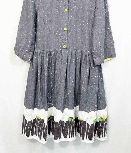 Krass&co BRYONY . Half Button Down Collared Pleated Story Book Linen Dress