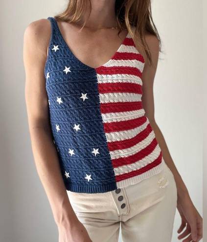 The Moon  & Madison American Flag Knit Tank Top