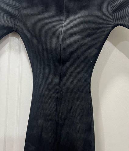 Naked Wardrobe  Black Snatched Ribbed Crewneck Long Sleeve Dress Size XS $68