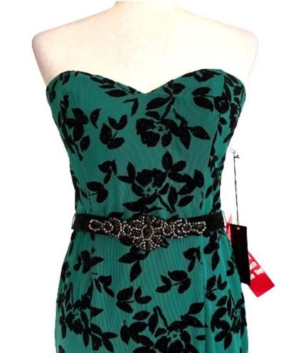 City Triangles  Green Black Strapless Mermaid Formal Gown Dress Size 9 Junior NEW