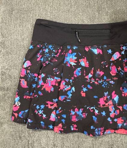 Lululemon  Black Pace Rival Mid Rise Tennis Skirt Dandy Digie Multi Black Size 6