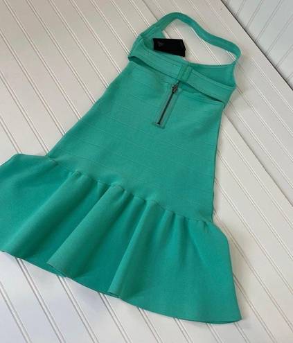 Guess NWT  Green Scuba  Ruffled Hem Cut Out Mini Dress Size S