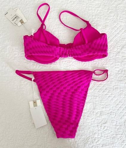 Good American  Pink Jacquard Bikini Set Size 2 NWT