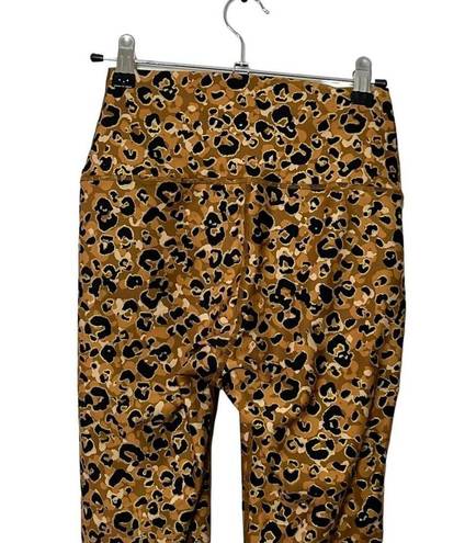 Carbon 38  Womens Printed High Rise Layered Gold Leopard 7/8 Leggings Size Small