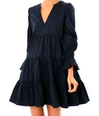 Tuckernuck  Pomander Place Navy Blue Kenzo Tiered Cotton Poplin Dress