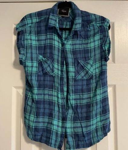 Rails  Blue & Aqua Plaid Sleeveless Women’s Top