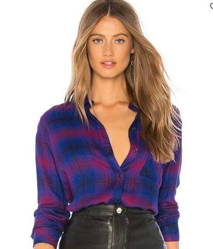 Rails  Hunter Button Down Shirt Azure Scarlet Plaid Revolve Medium