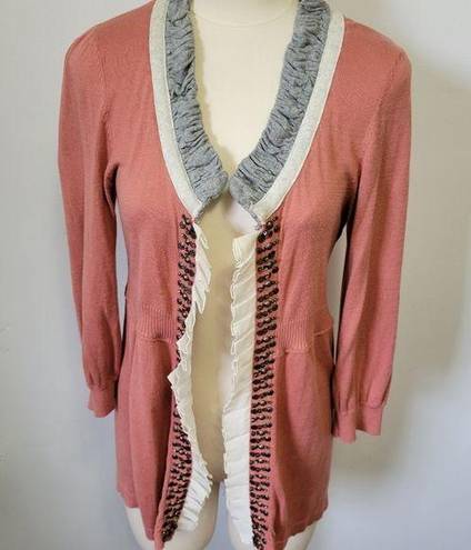 BKE  Boutique blush pieced fabric cardigan size large