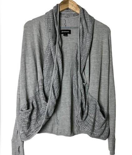 Betabrand  Waffle Knit Wrap Cardigan Sweater Gray Size Large