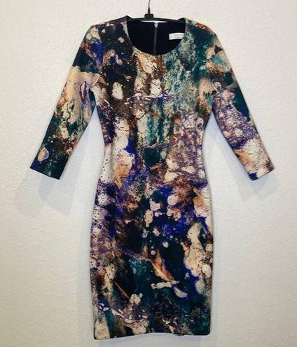 Hunter Bell  Abstract Splatter Stretchy Bodycon Dress EUC Sz S Multicolored