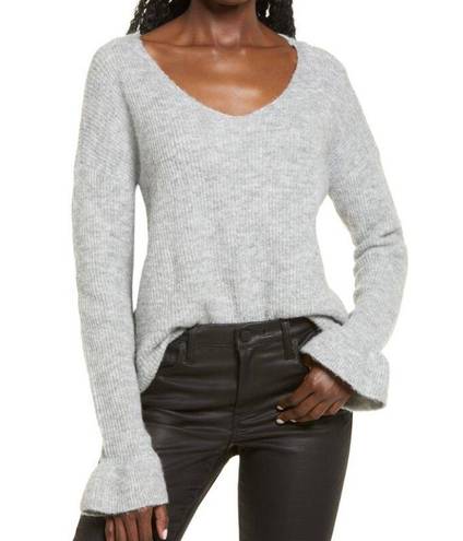 VERO MODA New  Ruffle Cuff Sweater Long Sleeve V-Neck Pullover Black