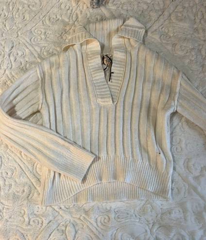 Cream Collared Sweater Tan