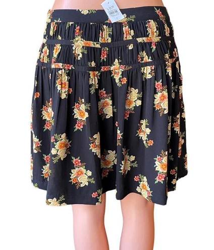 The Loft NWT ~  Black Floral Short Lined Summer Mini Skirt ~ Women's Size 4