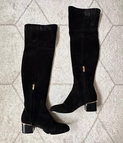 Jimmy Choo  Black Suede Over the Knee Block Heel Boots Sz 7