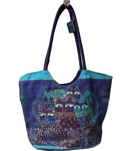 indigo. Cat Scoop Tote by Laurel Burch