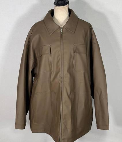 Good American  Brown Better Than Leather Oversized Chore Jacket Plus Size 5 NWT