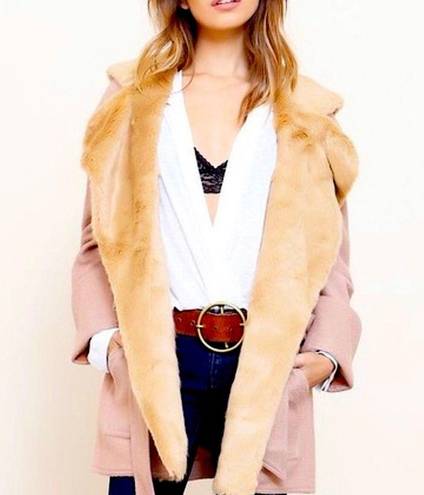 For Love & Lemons  Faux Fur Camel Wool Blend Ella Coat