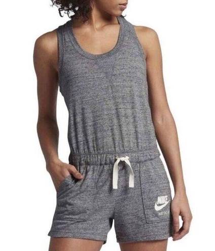 Nike  Romper Gray Athletic Racerback Shorts Drawstring Waist Women’s Size Medium